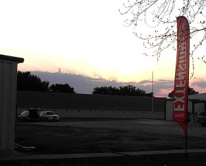 Dusk at the end of entry night of fair.