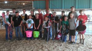 Blurry pic but youth competing in Beef Team Fitting Contest.  So cool how youth from different clubs throughout the County are brought together to work together on teams!